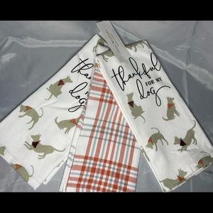 Isaac Mizrahi Thankful For My Dog Gold Foil 3 Pack Kitchen Towels